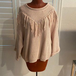 KyeMi LIGHT PINK FRINGE PULLOVER SWEATER SIZE S